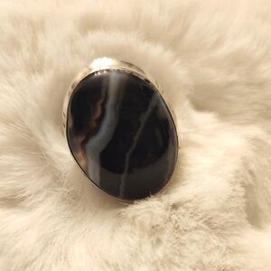 Crystal Stone And Silver Ring